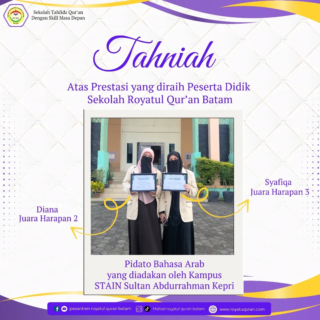 Tahniah Selamat Atas Juara Arabic Expo 2025 Royatul Quran